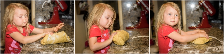 image of child rolling out dough